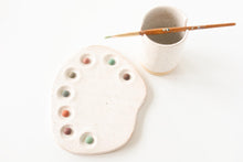 Load image into Gallery viewer, miss painterly modern palette + brush cup set: handmade ceramic painting palette