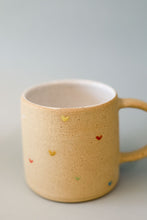 Load image into Gallery viewer, miss autumn lovey  *handmade rainbow hearts ceramic mug*
