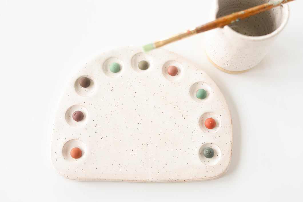 miss painterly mixing rainbow palette: handmade ceramic painting palette (palette only)