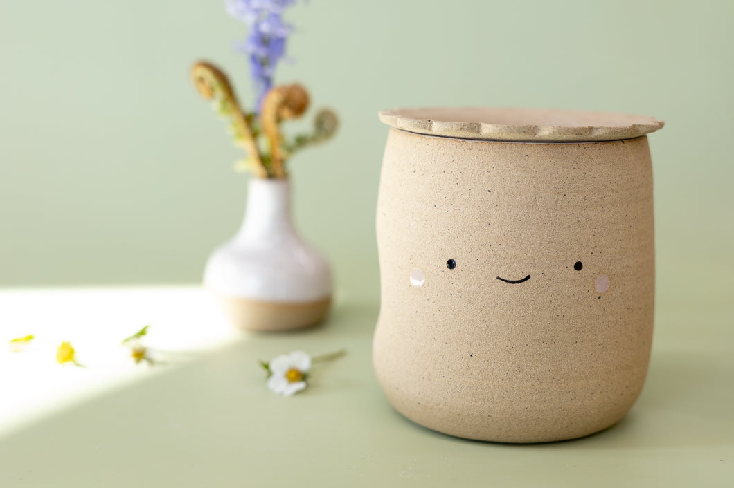 miss sylva raw happy + sad  tea set *handmade ceramic thumb indent mug with tea infuser*