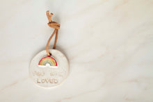 Load image into Gallery viewer, miss autumn *handmade ceramic you are loved rainbow ornament*

